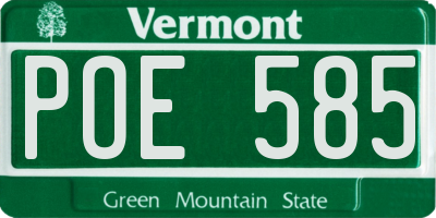 VT license plate POE585