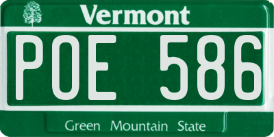 VT license plate POE586