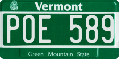 VT license plate POE589
