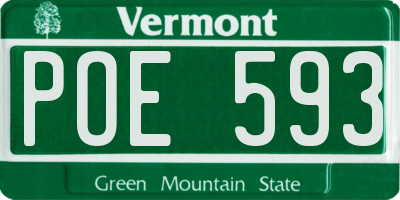 VT license plate POE593