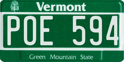 VT license plate POE594