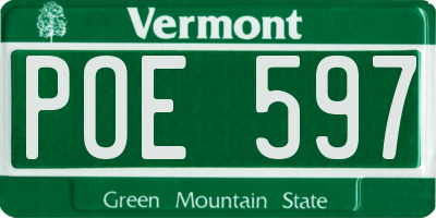 VT license plate POE597