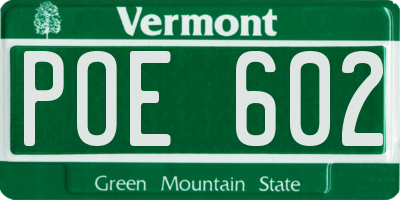 VT license plate POE602