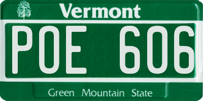 VT license plate POE606