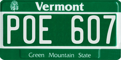 VT license plate POE607