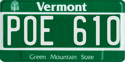 VT license plate POE610