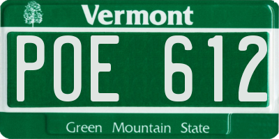 VT license plate POE612