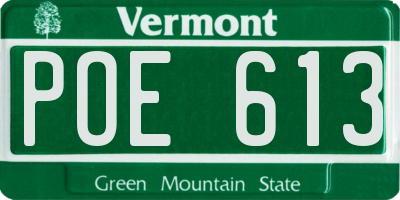 VT license plate POE613
