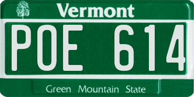 VT license plate POE614