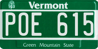 VT license plate POE615