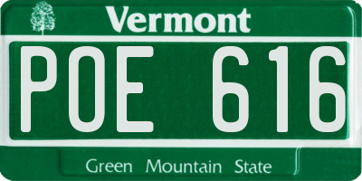 VT license plate POE616