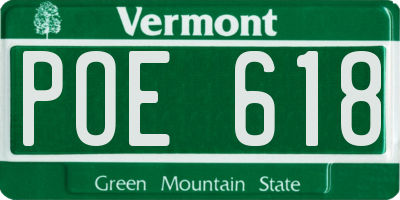 VT license plate POE618