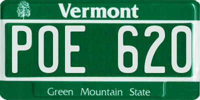 VT license plate POE620
