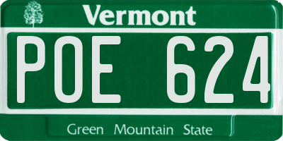 VT license plate POE624