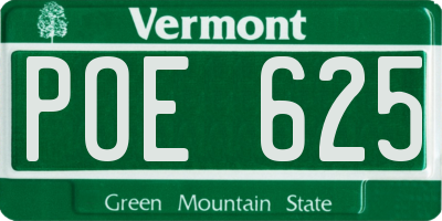 VT license plate POE625