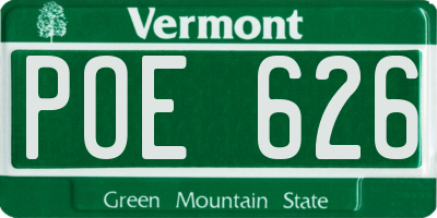 VT license plate POE626