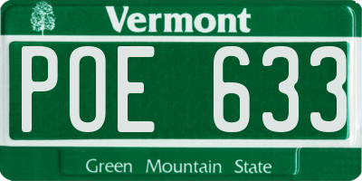 VT license plate POE633