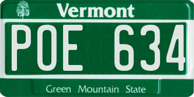 VT license plate POE634