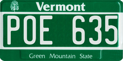 VT license plate POE635