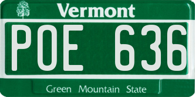 VT license plate POE636