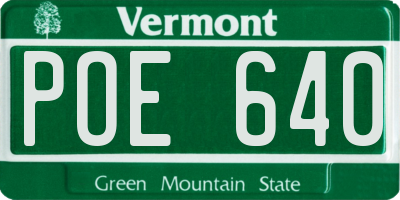 VT license plate POE640