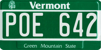 VT license plate POE642