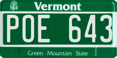 VT license plate POE643
