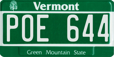VT license plate POE644