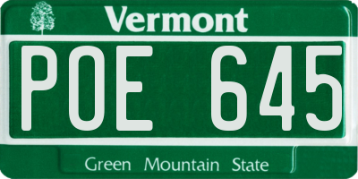 VT license plate POE645