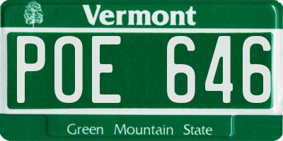 VT license plate POE646