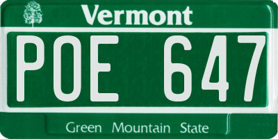 VT license plate POE647