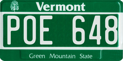 VT license plate POE648