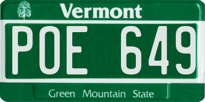 VT license plate POE649