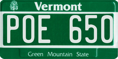 VT license plate POE650