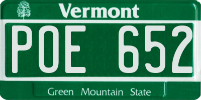 VT license plate POE652