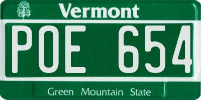 VT license plate POE654