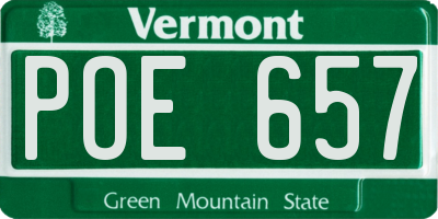 VT license plate POE657