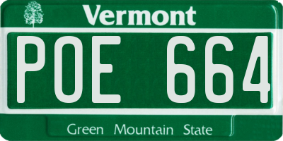 VT license plate POE664