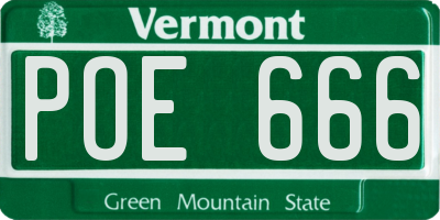VT license plate POE666