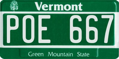 VT license plate POE667