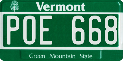 VT license plate POE668