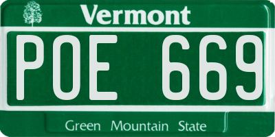 VT license plate POE669