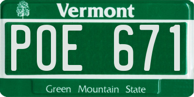 VT license plate POE671