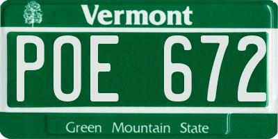 VT license plate POE672