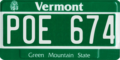 VT license plate POE674