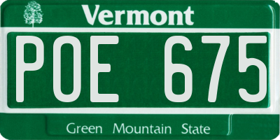 VT license plate POE675