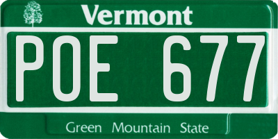 VT license plate POE677