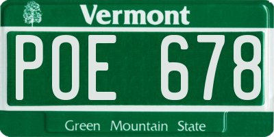 VT license plate POE678