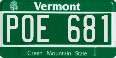 VT license plate POE681