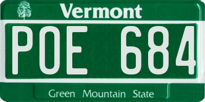 VT license plate POE684